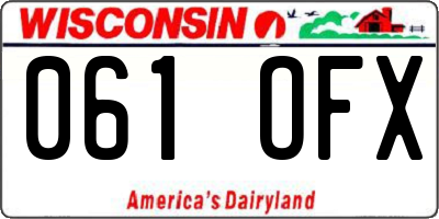 WI license plate 061OFX