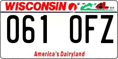 WI license plate 061OFZ