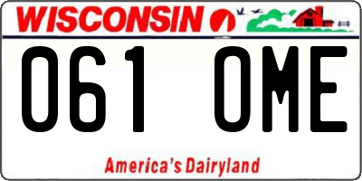 WI license plate 061OME