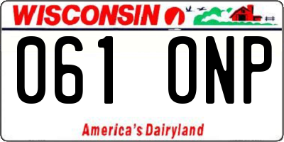 WI license plate 061ONP
