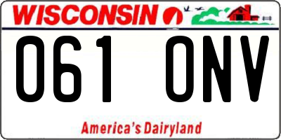 WI license plate 061ONV