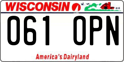 WI license plate 061OPN