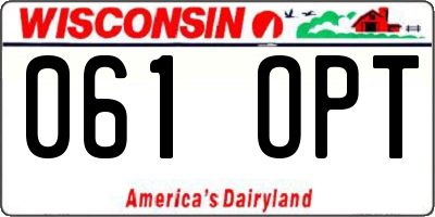 WI license plate 061OPT