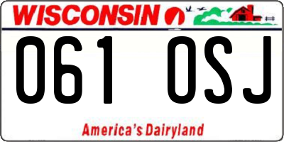 WI license plate 061OSJ