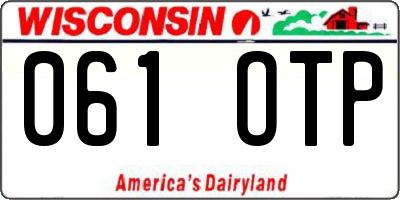 WI license plate 061OTP