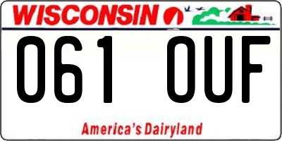 WI license plate 061OUF