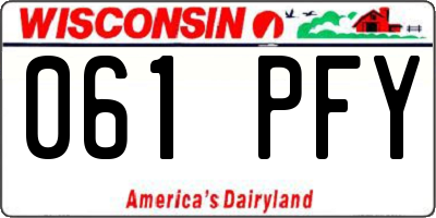 WI license plate 061PFY