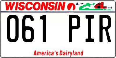 WI license plate 061PIR