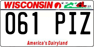 WI license plate 061PIZ