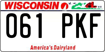 WI license plate 061PKF
