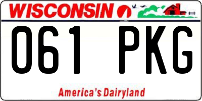WI license plate 061PKG