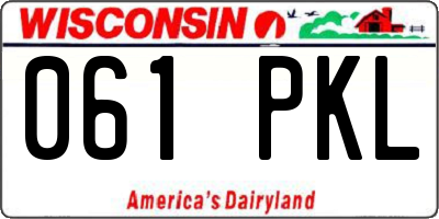 WI license plate 061PKL
