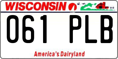 WI license plate 061PLB