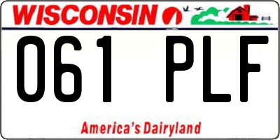 WI license plate 061PLF
