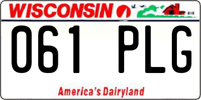 WI license plate 061PLG