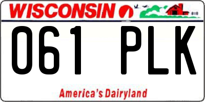 WI license plate 061PLK