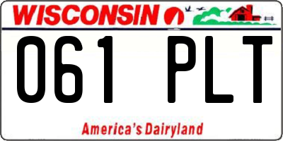 WI license plate 061PLT