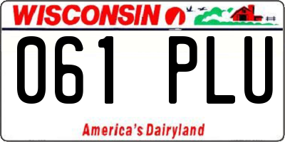 WI license plate 061PLU