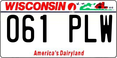 WI license plate 061PLW