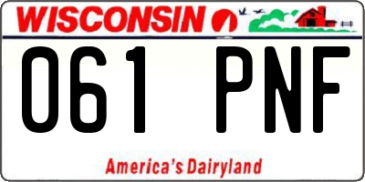 WI license plate 061PNF