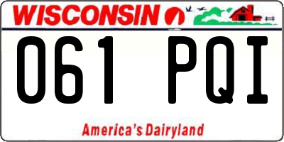 WI license plate 061PQI