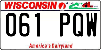 WI license plate 061PQW