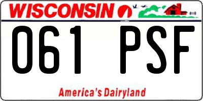 WI license plate 061PSF