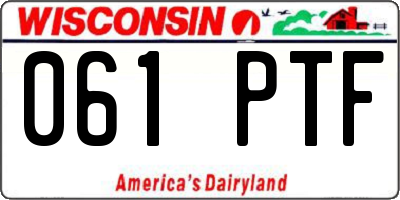 WI license plate 061PTF
