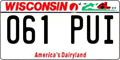 WI license plate 061PUI