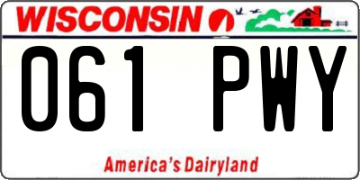 WI license plate 061PWY