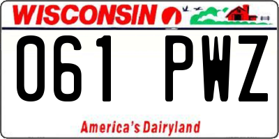 WI license plate 061PWZ