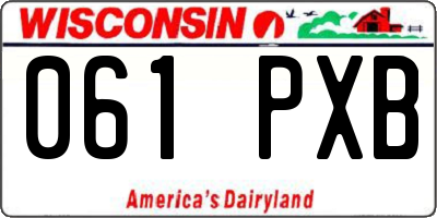 WI license plate 061PXB