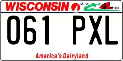 WI license plate 061PXL