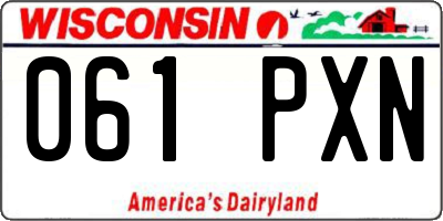 WI license plate 061PXN