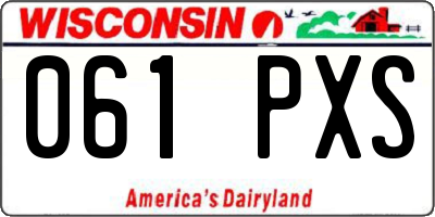 WI license plate 061PXS