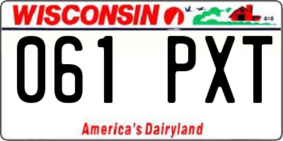 WI license plate 061PXT