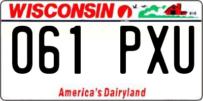 WI license plate 061PXU