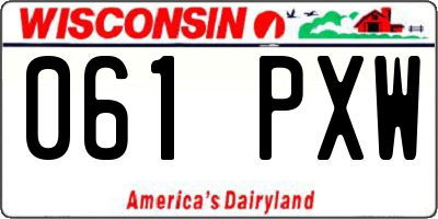 WI license plate 061PXW