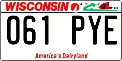 WI license plate 061PYE