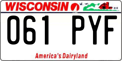 WI license plate 061PYF
