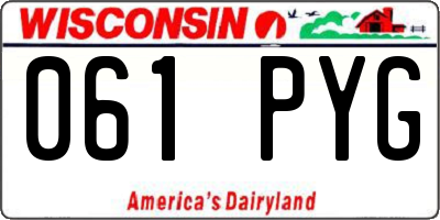 WI license plate 061PYG