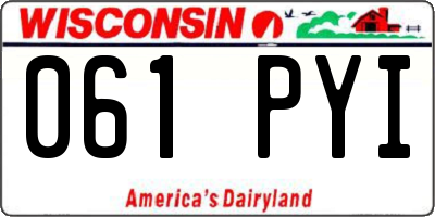 WI license plate 061PYI
