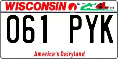 WI license plate 061PYK