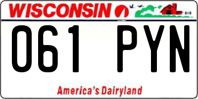 WI license plate 061PYN