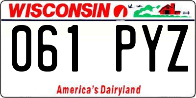 WI license plate 061PYZ