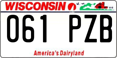 WI license plate 061PZB