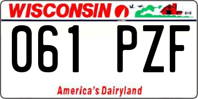 WI license plate 061PZF