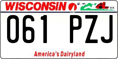 WI license plate 061PZJ