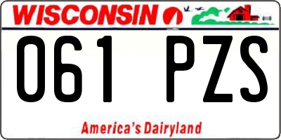WI license plate 061PZS