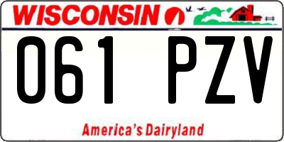 WI license plate 061PZV